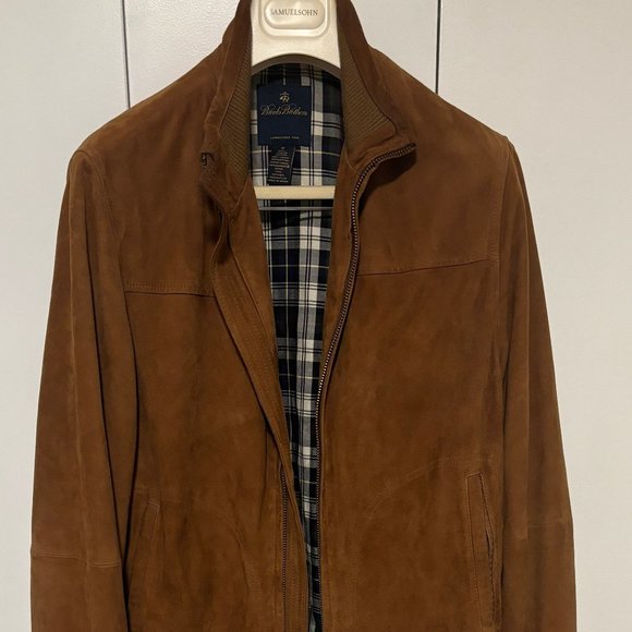 Brooks Brothers Tan/Brown Suede Leather Bomber Jacket - Medium - Picture 4 of 16